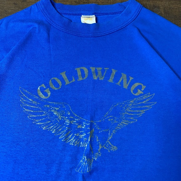 Vintage 1990s Honda Goldwing Faded Blue Shirt - Picture 4 of 10